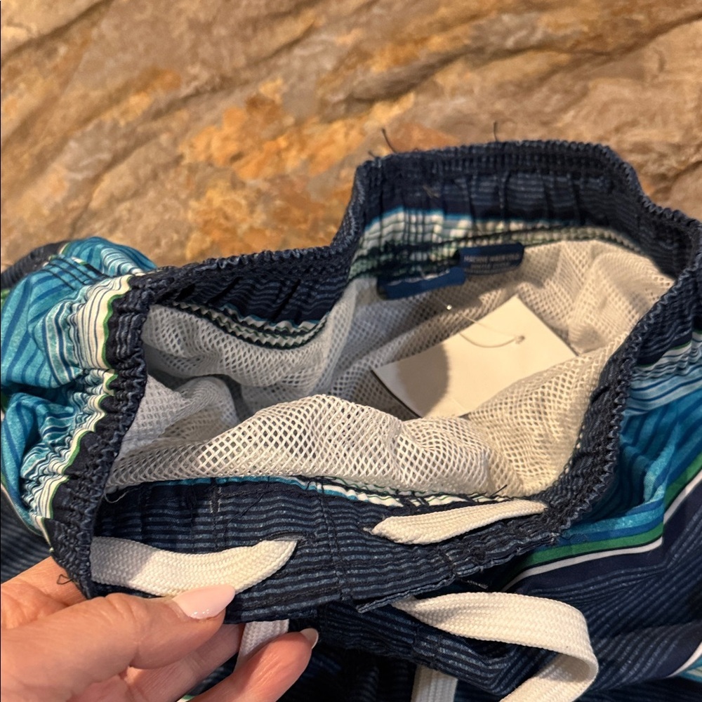 NWT Striped Blue and Green Swim Shorts youth size medium (10/12) - Picture 6 of 16